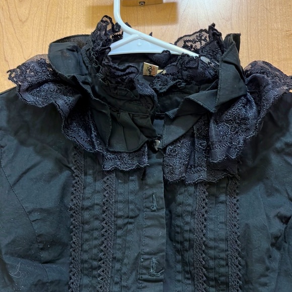 Gothic chivalry Black Blouse Size 2 - Picture 2 of 7